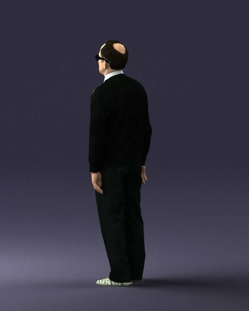 An elderly man in socks and glasses 0102 3D Print Ready 3D print model_21
