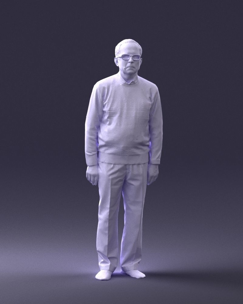 An elderly man in socks and glasses 0102 3D Print Ready 3D print model_4
