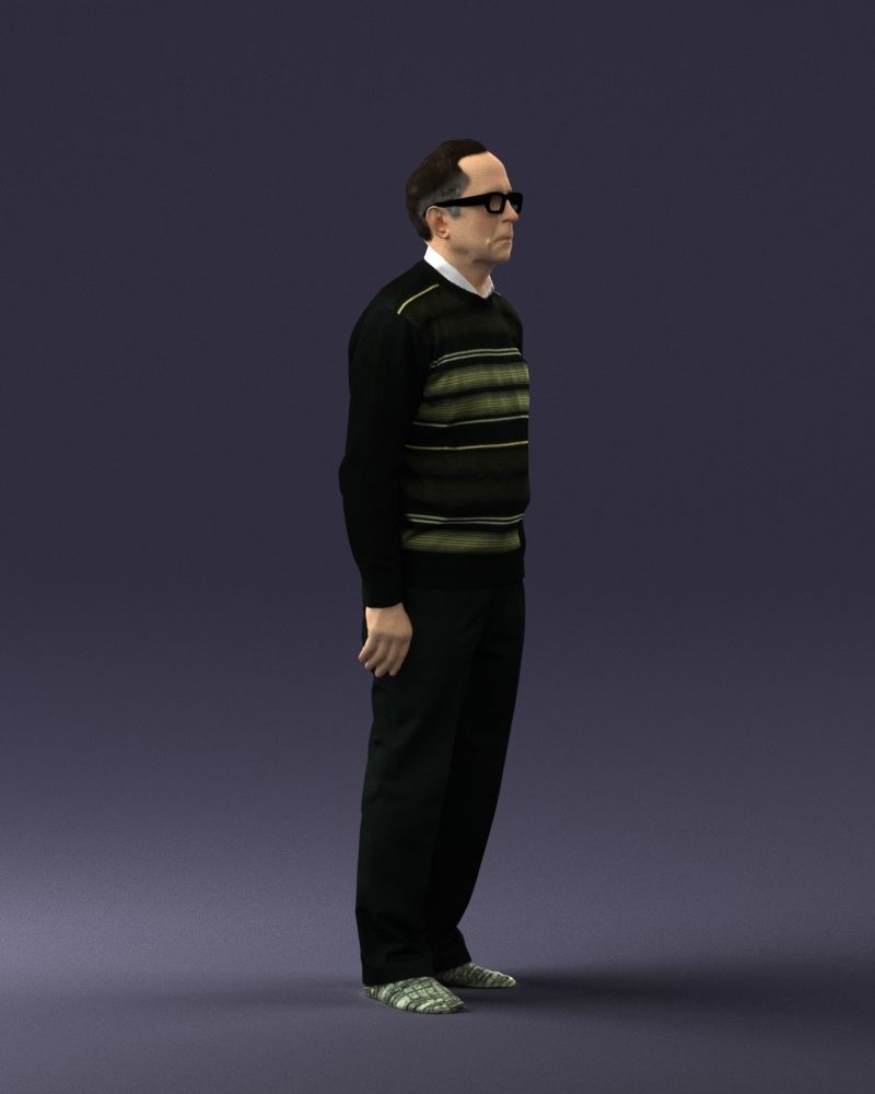 An elderly man in socks and glasses 0102 3D Print Ready 3D print model_9