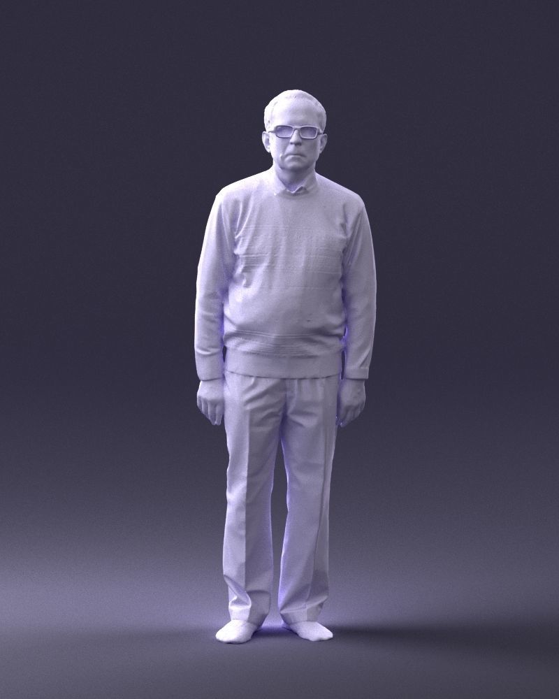 An elderly man in socks and glasses 0102 3D Print Ready 3D print model_1