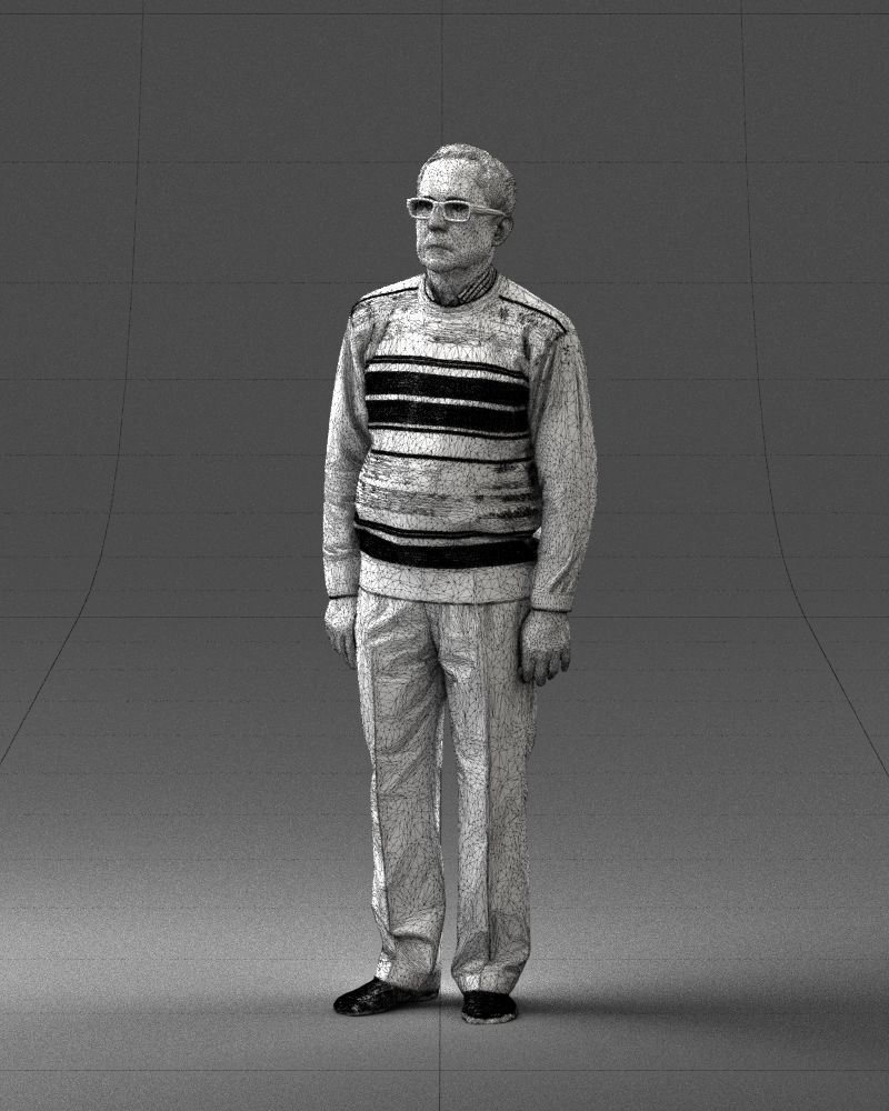 An elderly man in socks and glasses 0102 3D Print Ready 3D print model_32