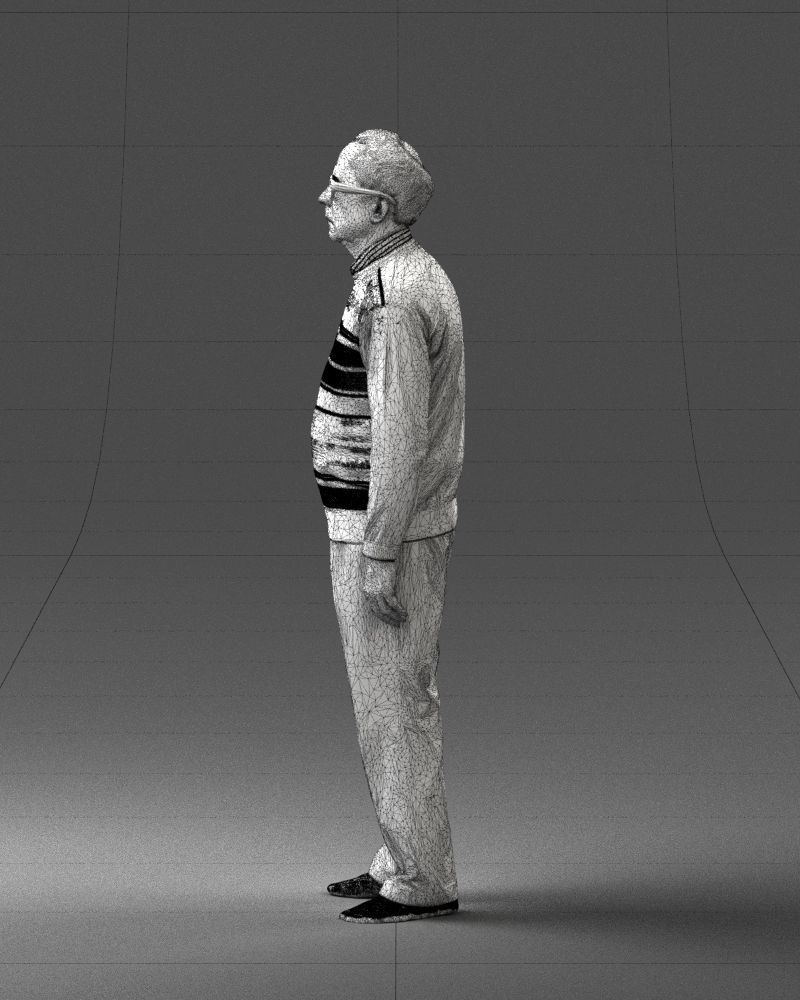 An elderly man in socks and glasses 0102 3D Print Ready 3D print model_26