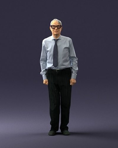 An elderly man with glasses 0101 3D model