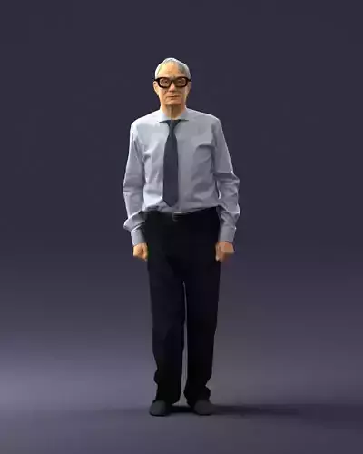 An elderly man with glasses 0101 3D model