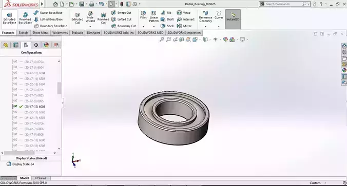 Configurable radial  bearing DIN 625 3D print model