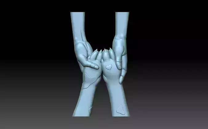 Human hands and dog paws