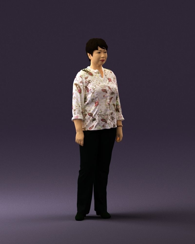 Asian woman in white top 0836 3D Print Ready 3D print model_5