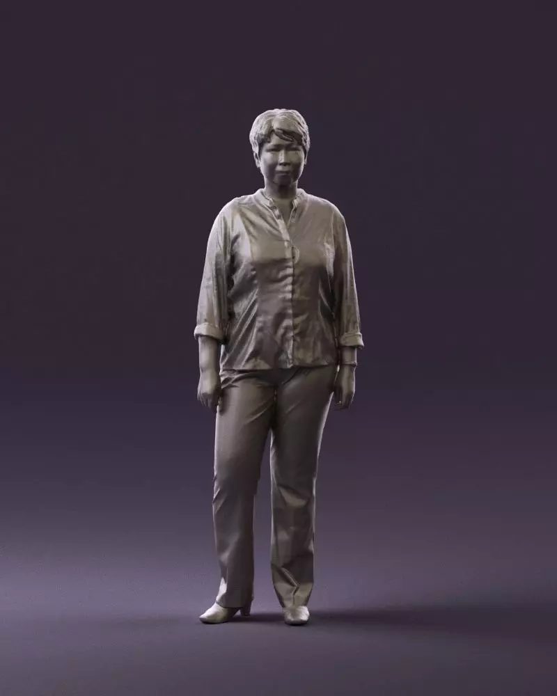 Asian woman in white top 0836 3D Print Ready 3D print model_0