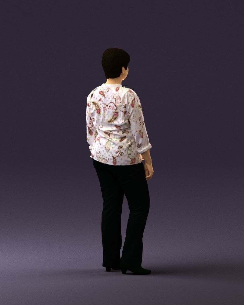 Asian woman in white top 0836 3D Print Ready 3D print model_11