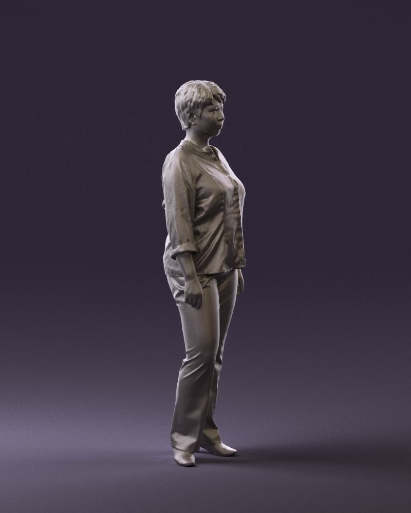 Asian woman in white top 0836 3D Print Ready 3D print model_6