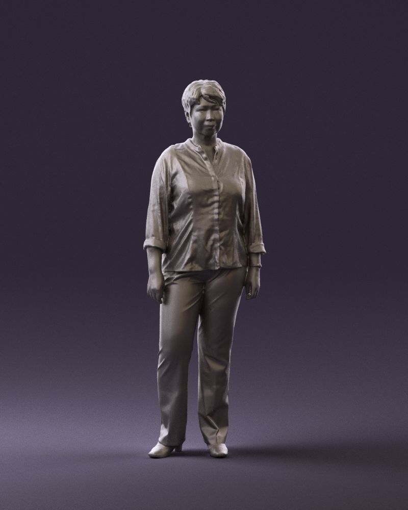 Asian woman in white top 0836 3D Print Ready 3D print model_2