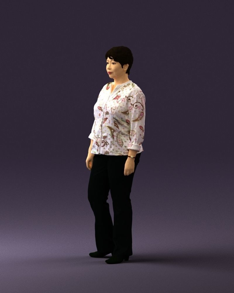 Asian woman in white top 0836 3D Print Ready 3D print model_19