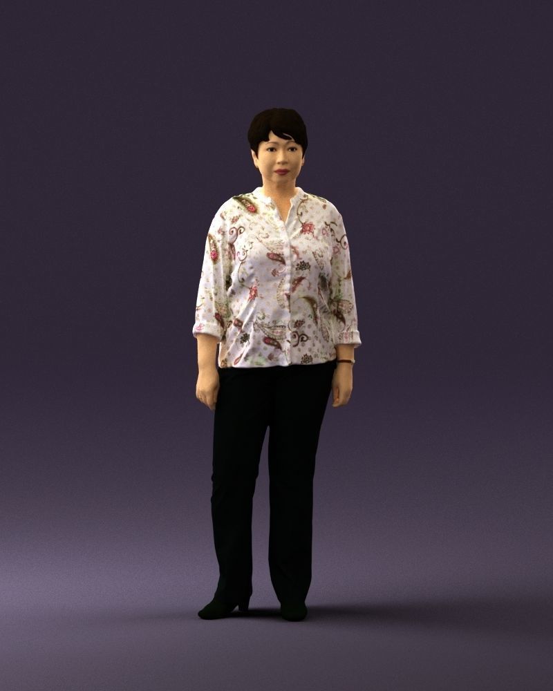 Asian woman in white top 0836 3D Print Ready 3D print model_1
