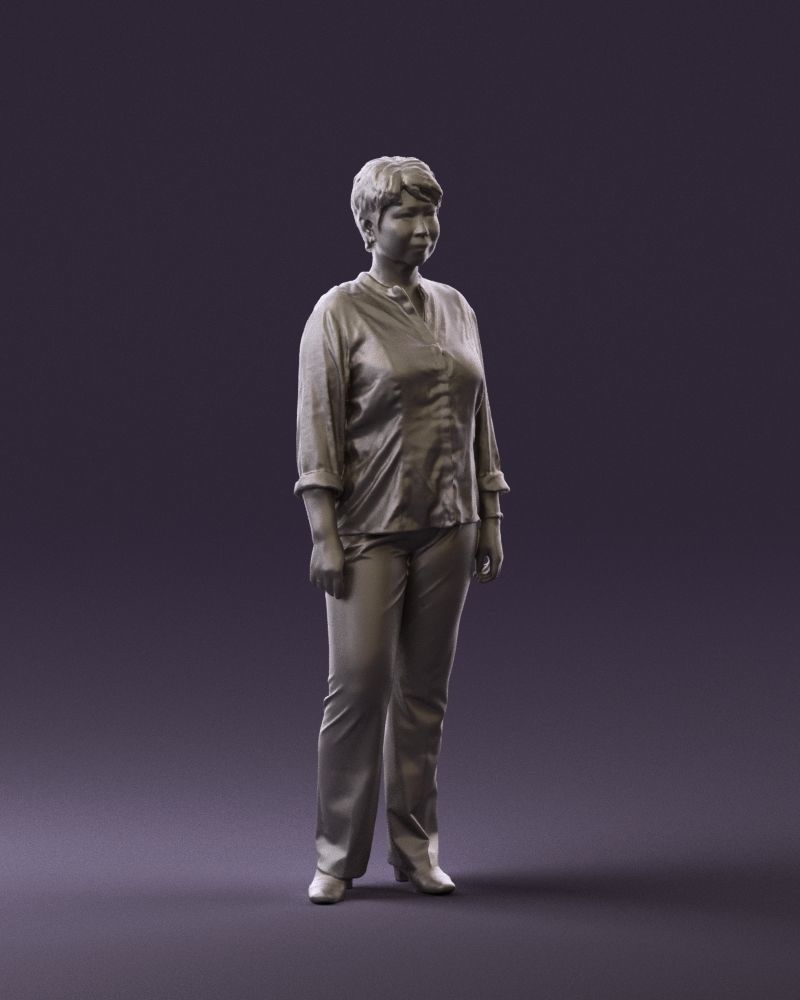 Asian woman in white top 0836 3D Print Ready 3D print model_4