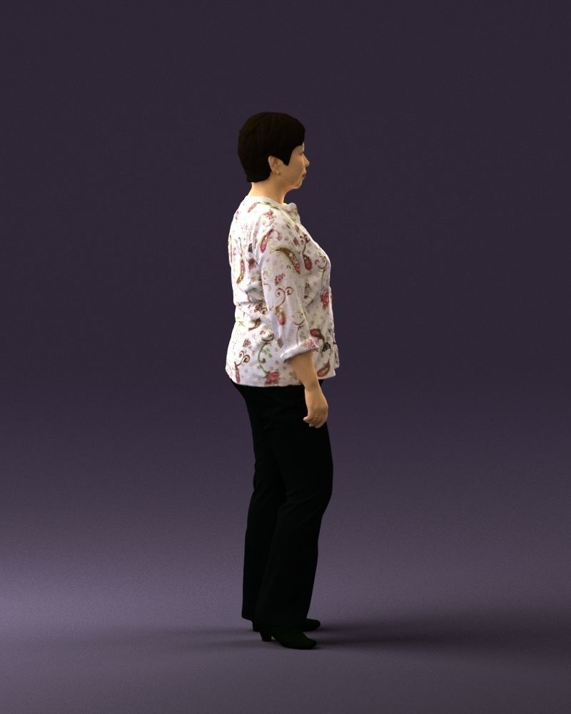 Asian woman in white top 0836 3D Print Ready 3D print model_9