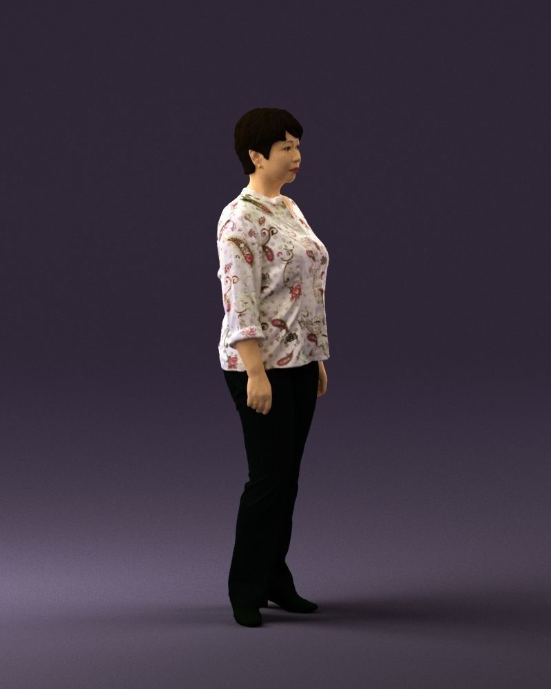 Asian woman in white top 0836 3D Print Ready 3D print model_7