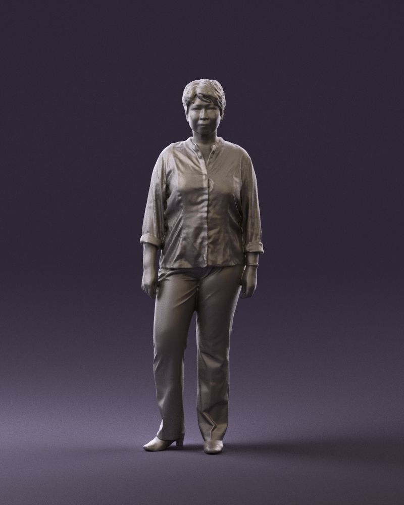 Asian woman in white top 0836 3D Print Ready 3D print model_22