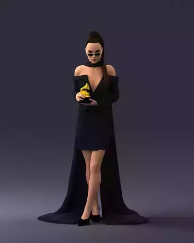 000338 Elegant Woman Holding Award 0218
