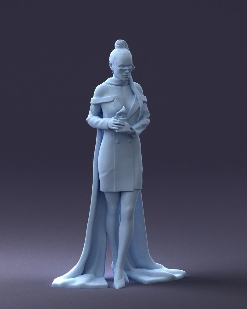 000338 Elegant Woman Holding Award 0218 3dp 3D print model_3