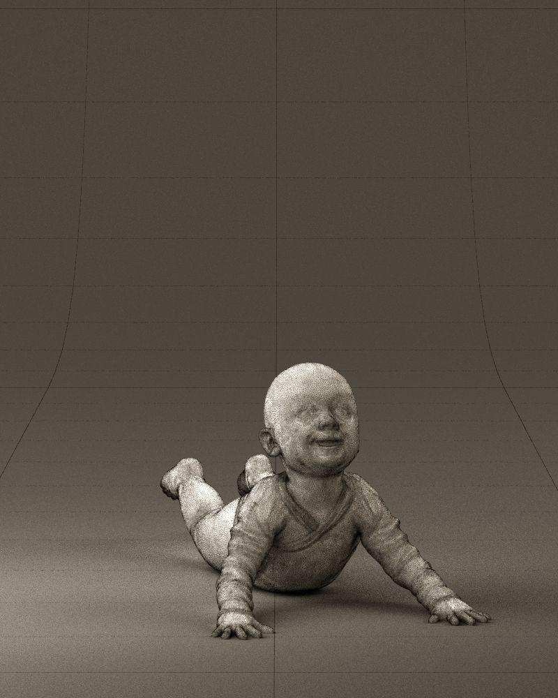 Baby in stripped suit 0587 3D model_2