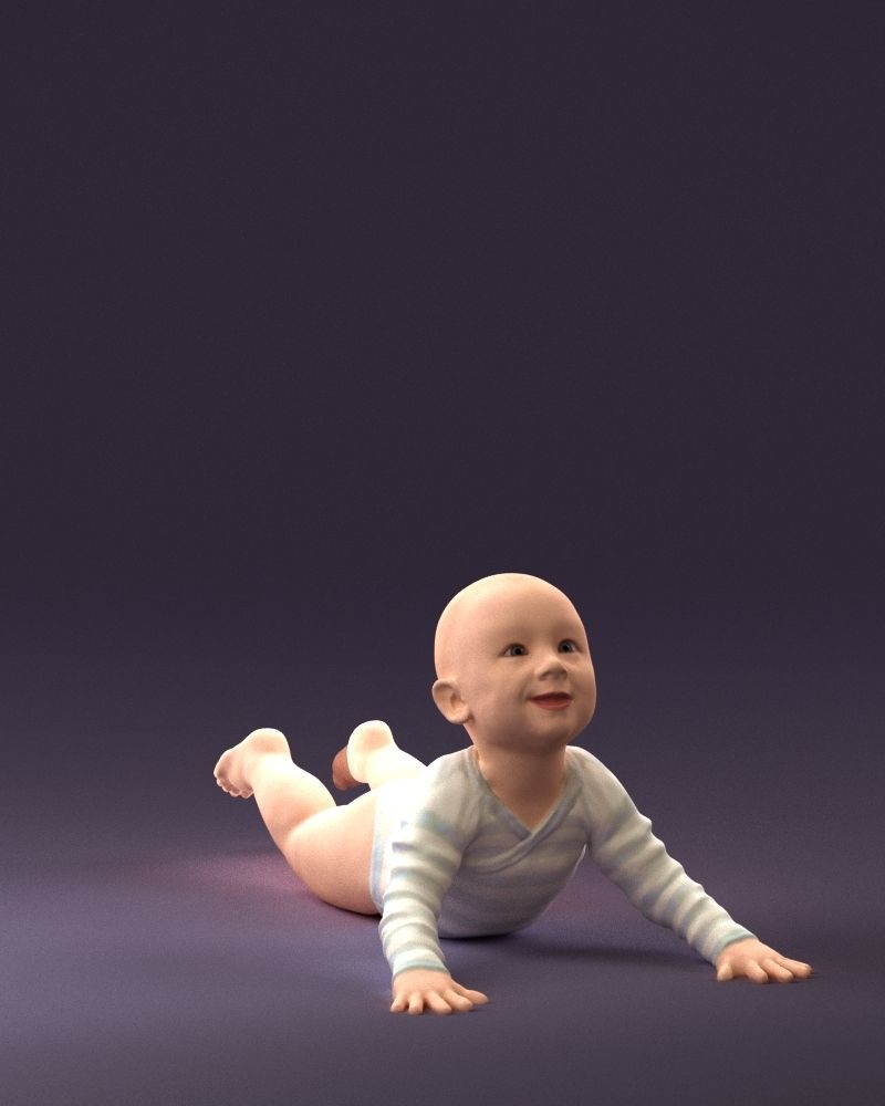 Baby in stripped suit 0587 3D model_3