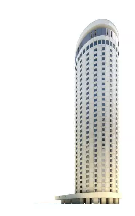 White Tube Shaped Skyscraper 3D model_0