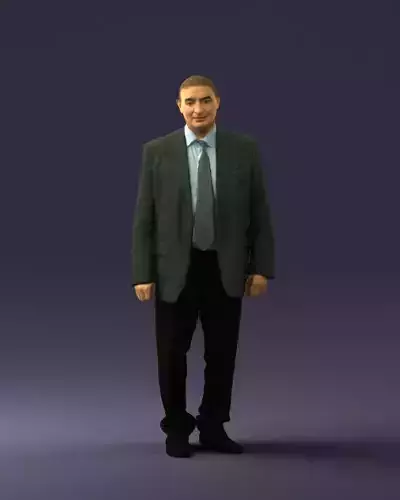 Bald man gray jacket 0659 3D model