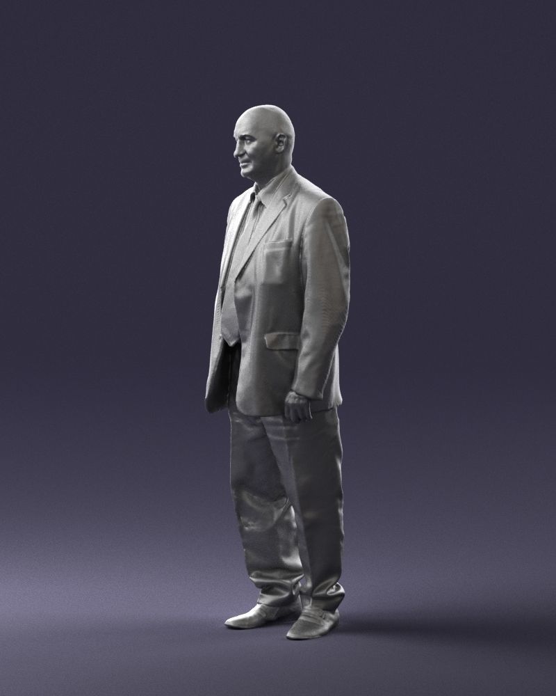 Bald man gray jacket 0659 3D Print Ready 3D print model_7