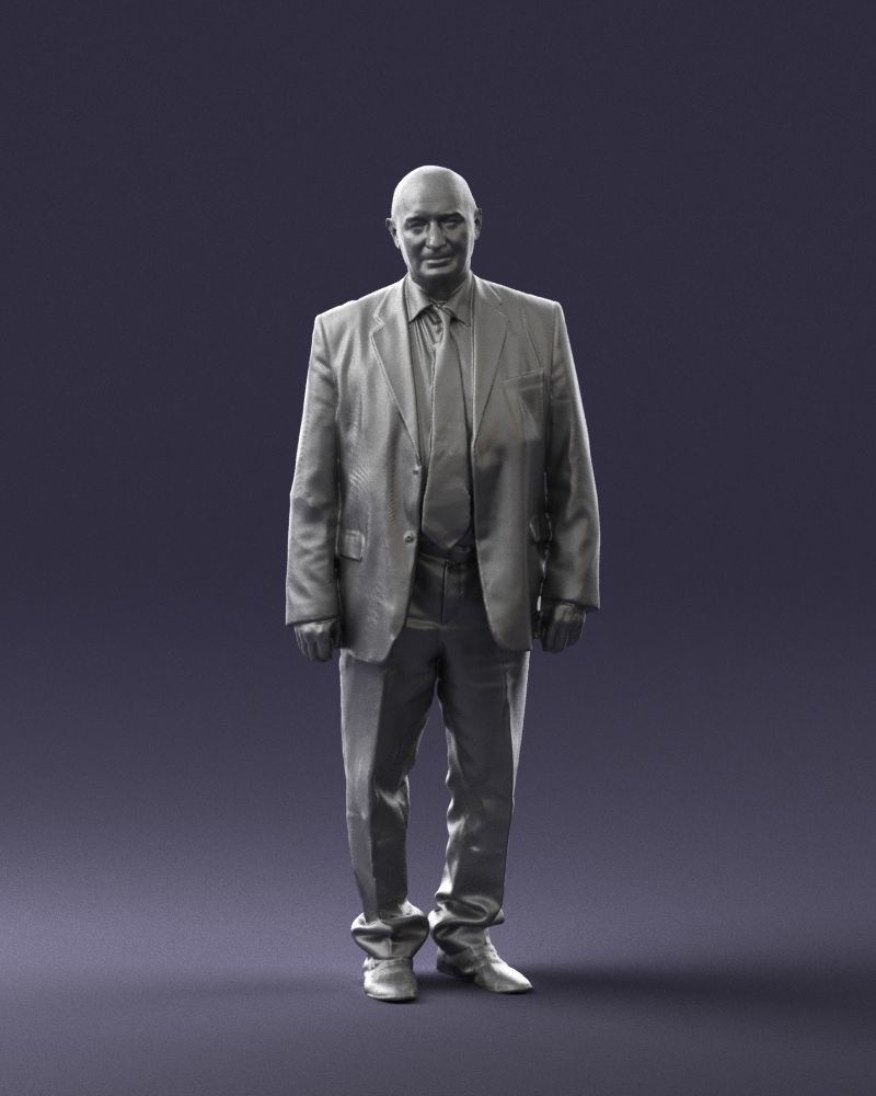 Bald man gray jacket 0659 3D Print Ready 3D print model_1