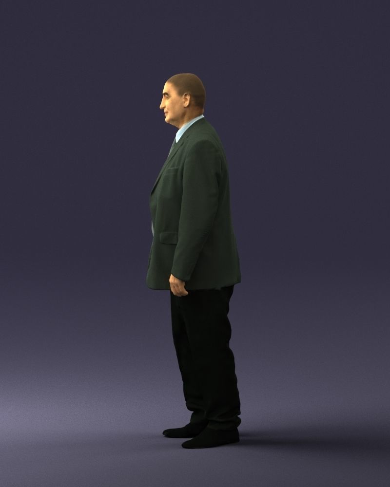 Bald man gray jacket 0659 3D Print Ready 3D print model_9