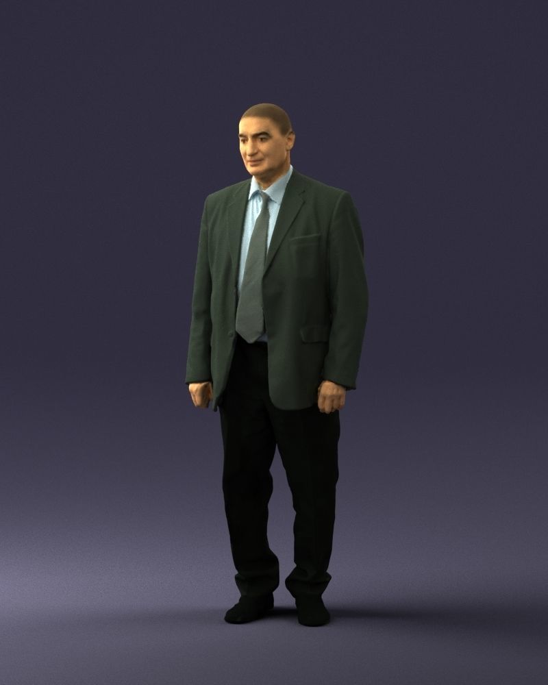 Bald man gray jacket 0659 3D Print Ready 3D print model_3