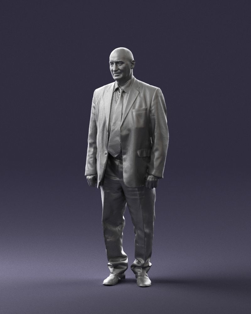 Bald man gray jacket 0659 3D Print Ready 3D print model_4