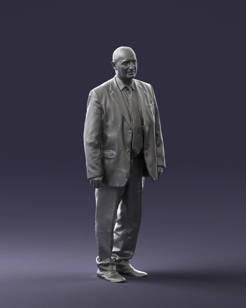 Bald man gray jacket 0659 3D Print Ready 3D print model_34