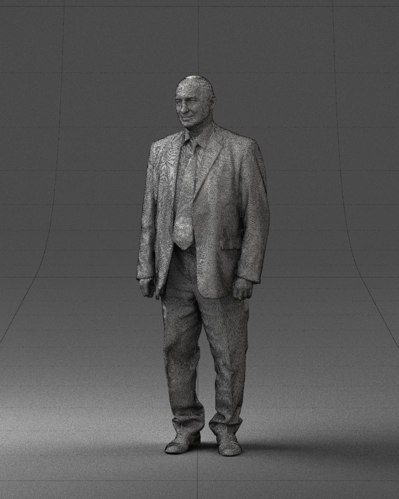 Bald man gray jacket 0659 3D Print Ready 3D print model_5