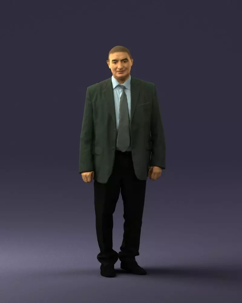 Bald man gray jacket 0659 3D Print Ready 3D print model_0