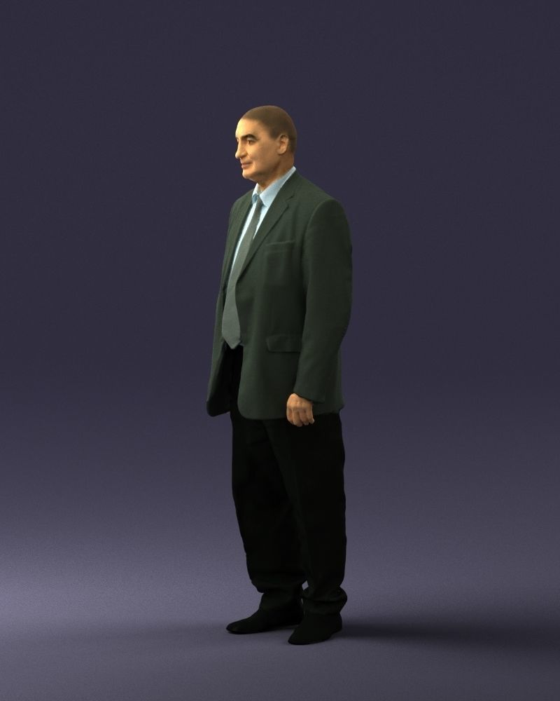 Bald man gray jacket 0659 3D Print Ready 3D print model_6