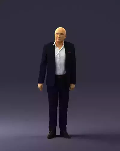 Bald man in a business suit 0109 3D model