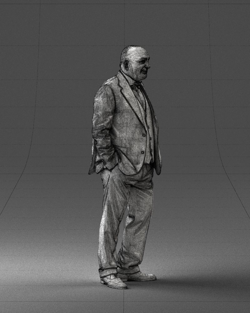 Bald man in plaid jacket 0486 3D model_32