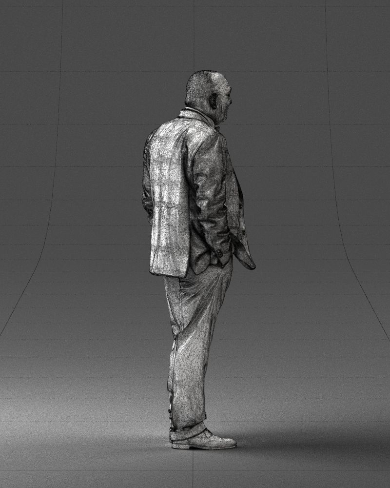 Bald man in plaid jacket 0486 3D model_26