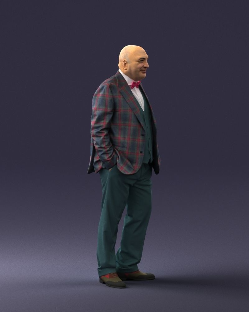 Bald man in plaid jacket 0486 3D model_30