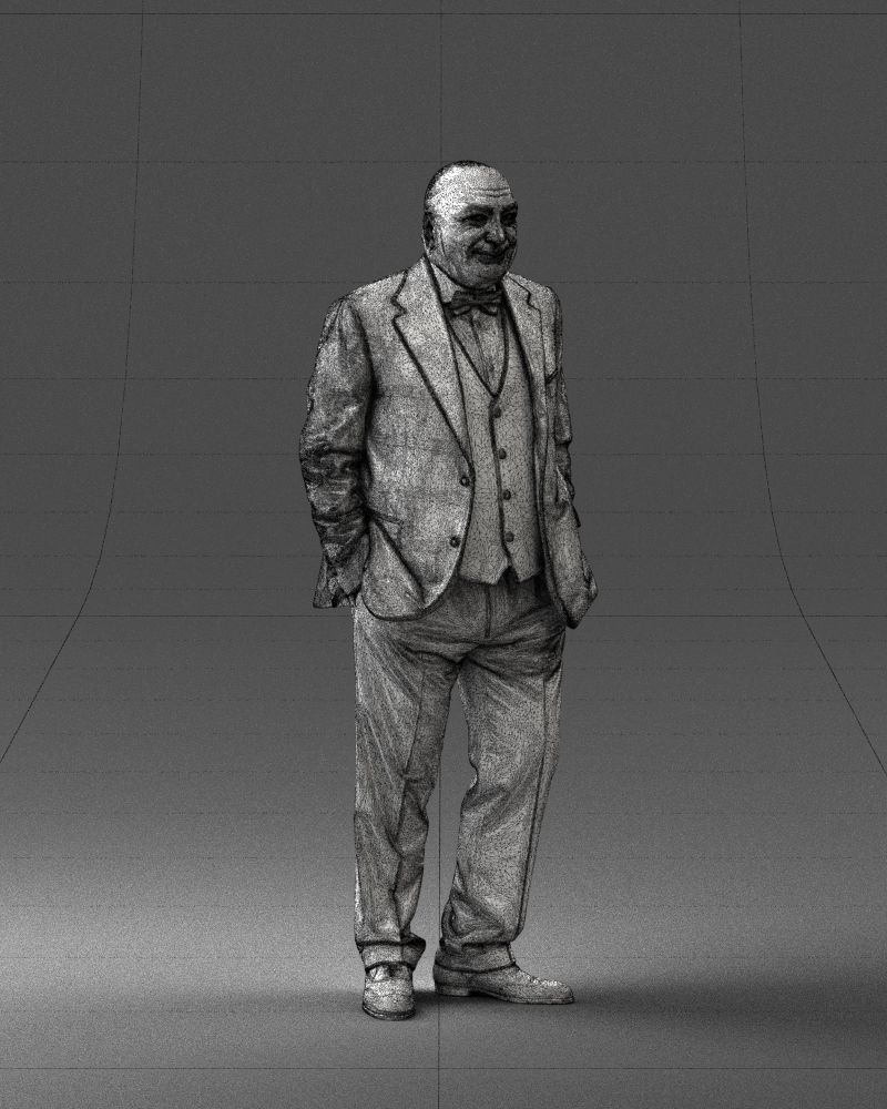 Bald man in plaid jacket 0486 3D model_35