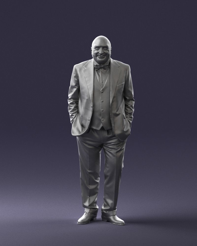 Bald man in plaid jacket 0486 3D model_37