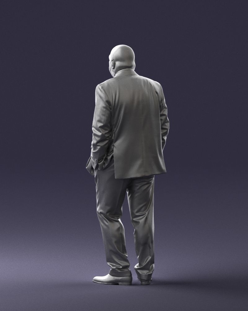 Bald man in plaid jacket 0486 3D model_16