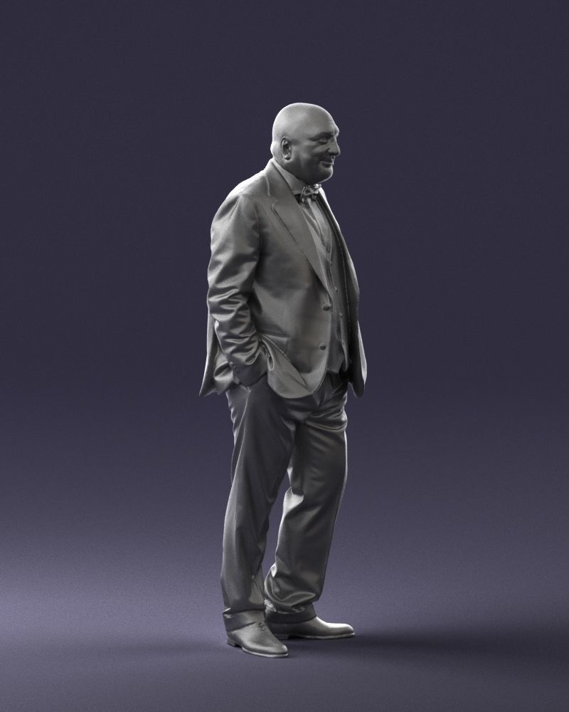 Bald man in plaid jacket 0486 3D model_31