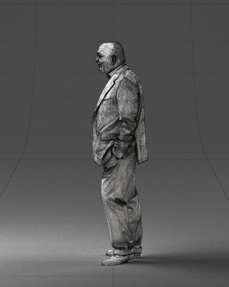 Bald man in plaid jacket 0486 3D model_11
