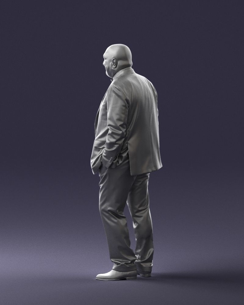 Bald man in plaid jacket 0486 3D model_13