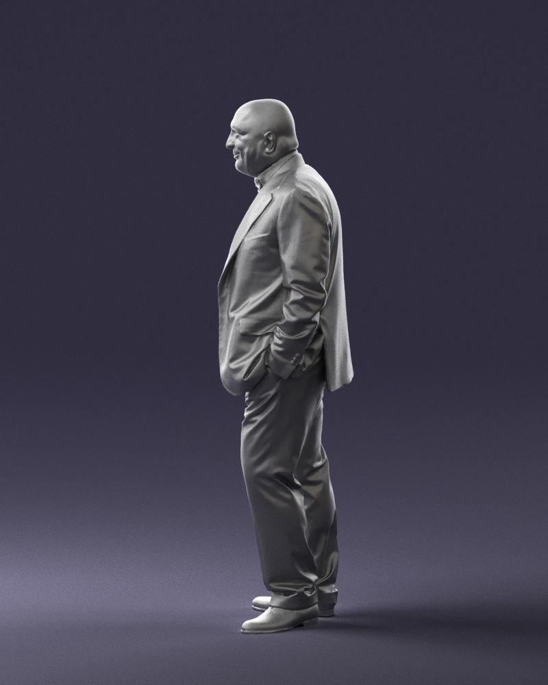 Bald man in plaid jacket 0486 3D model_10