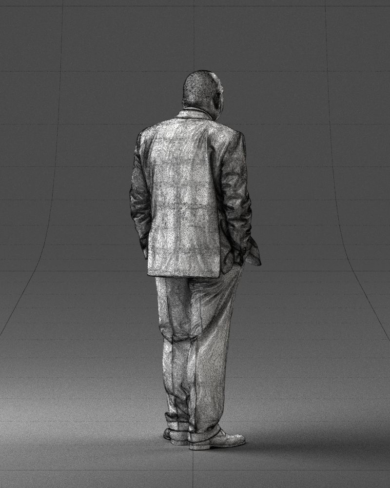 Bald man in plaid jacket 0486 3D model_23