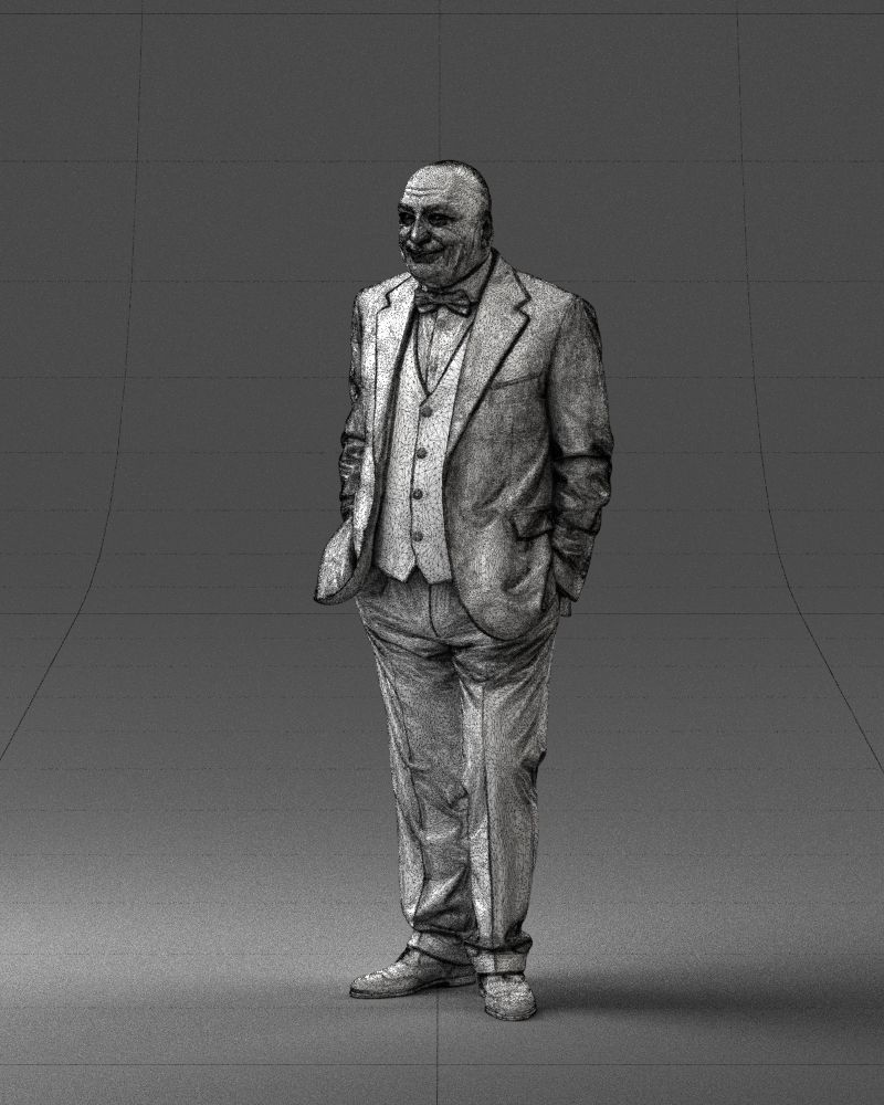 Bald man in plaid jacket 0486 3D model_5