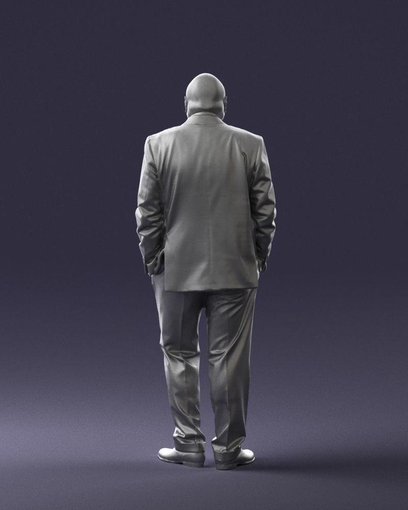 Bald man in plaid jacket 0486 3D model_19